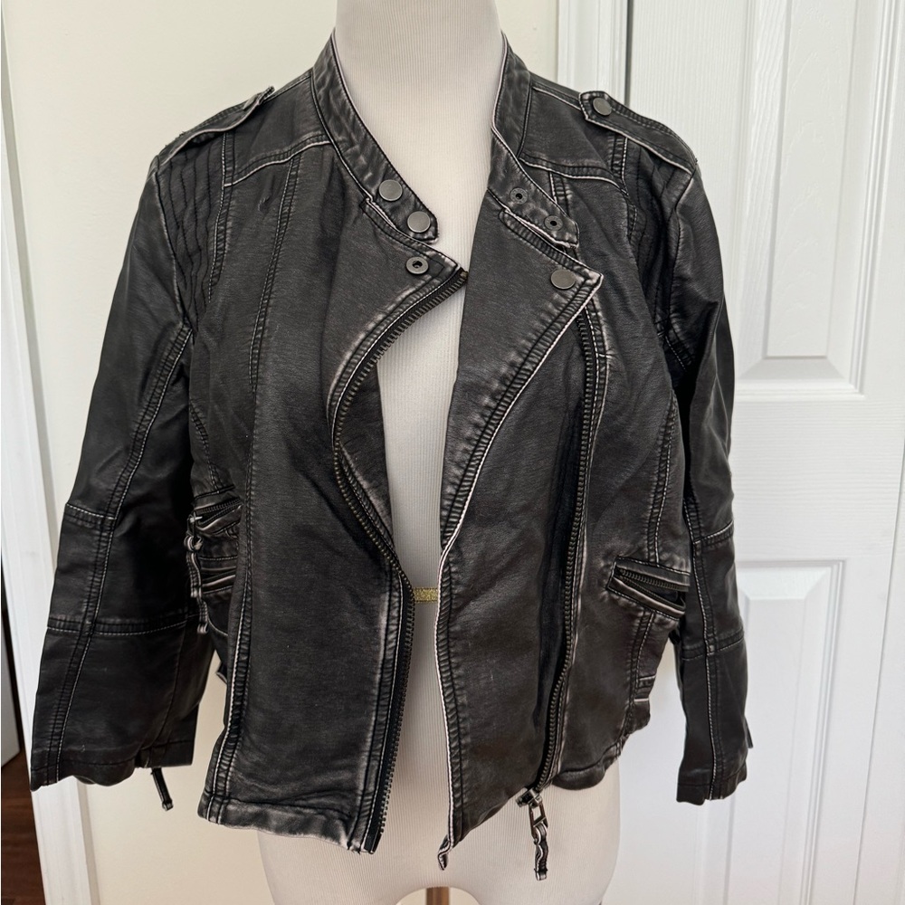 Bar III (Nordstroms) Blk Leather Moto Jacket